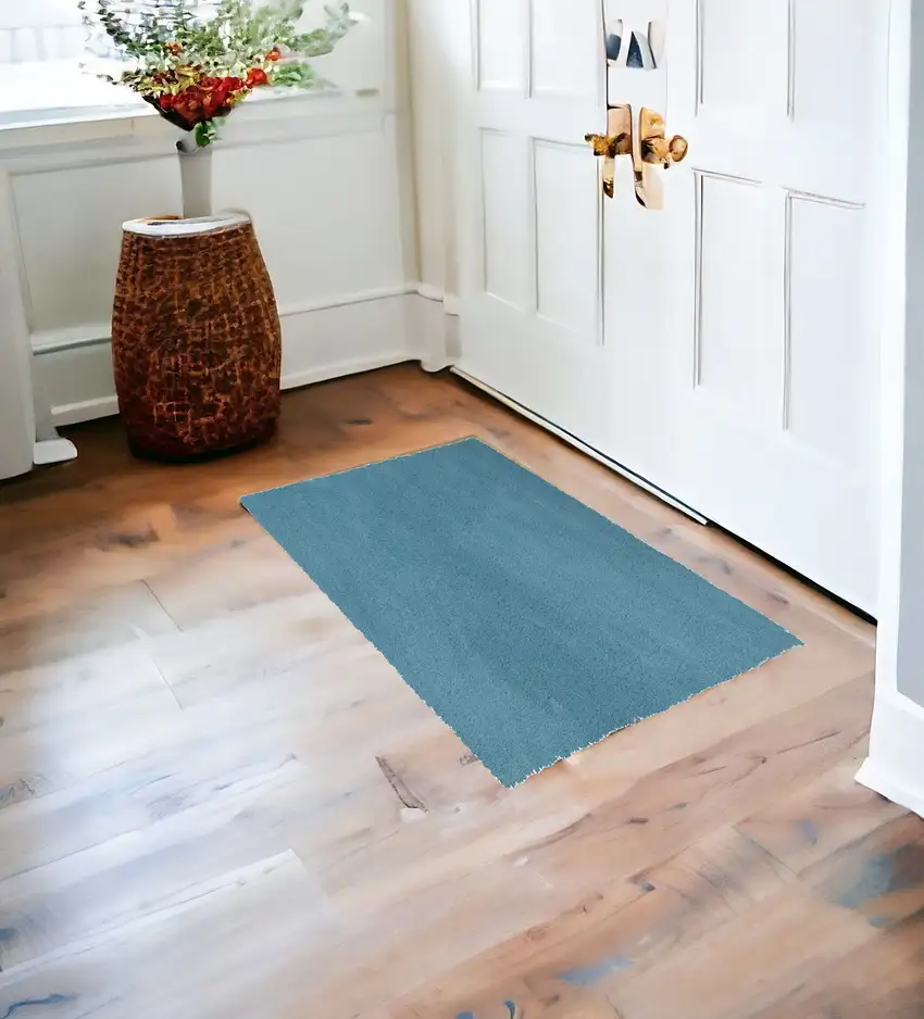 Highlighter Blue Plain Area Rug Photo 1