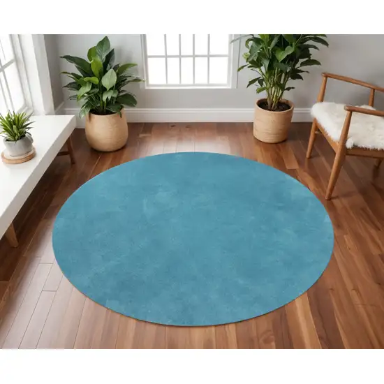 6' Blue Hand Woven Round Rug Photo 1