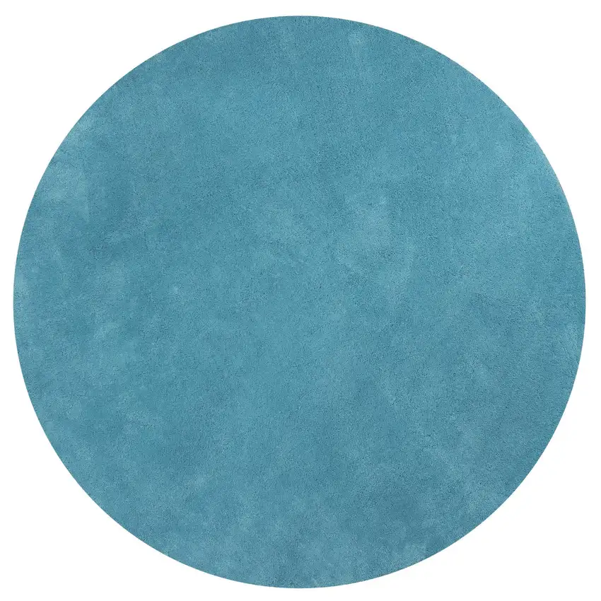 Highlighter Blue Round Indoor Shag Rug Photo 3