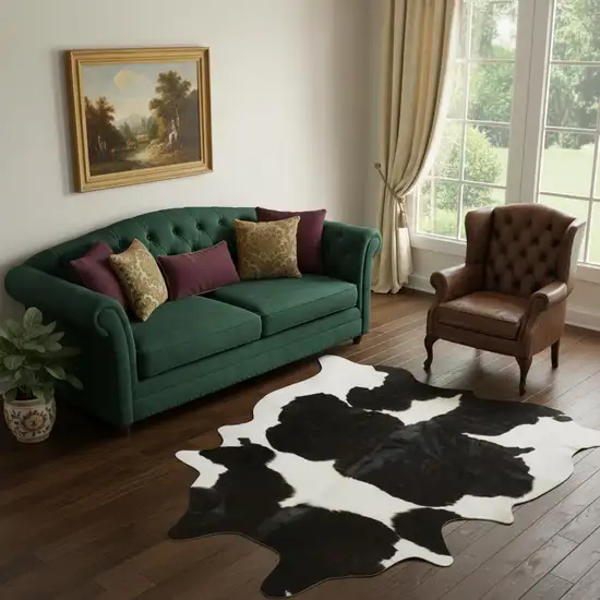 Brown And White Cowhide Handmade Area Rug Photo 1