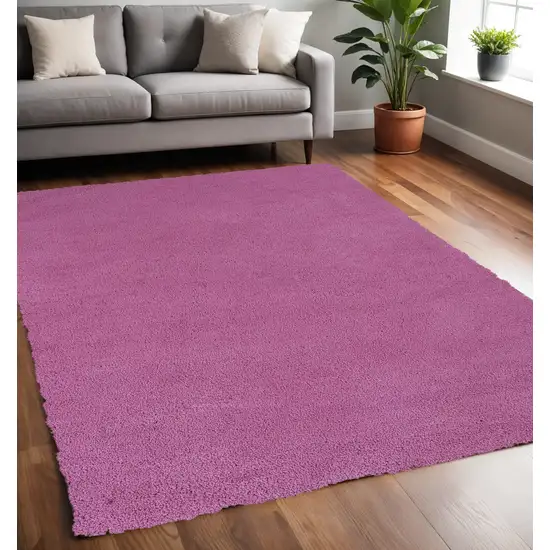 Hot Pink Shag Hand Woven Area Rug Photo 1