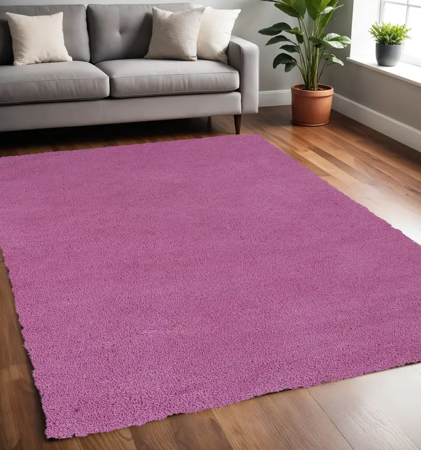 Hot Pink Shag Hand Woven Area Rug Photo 1