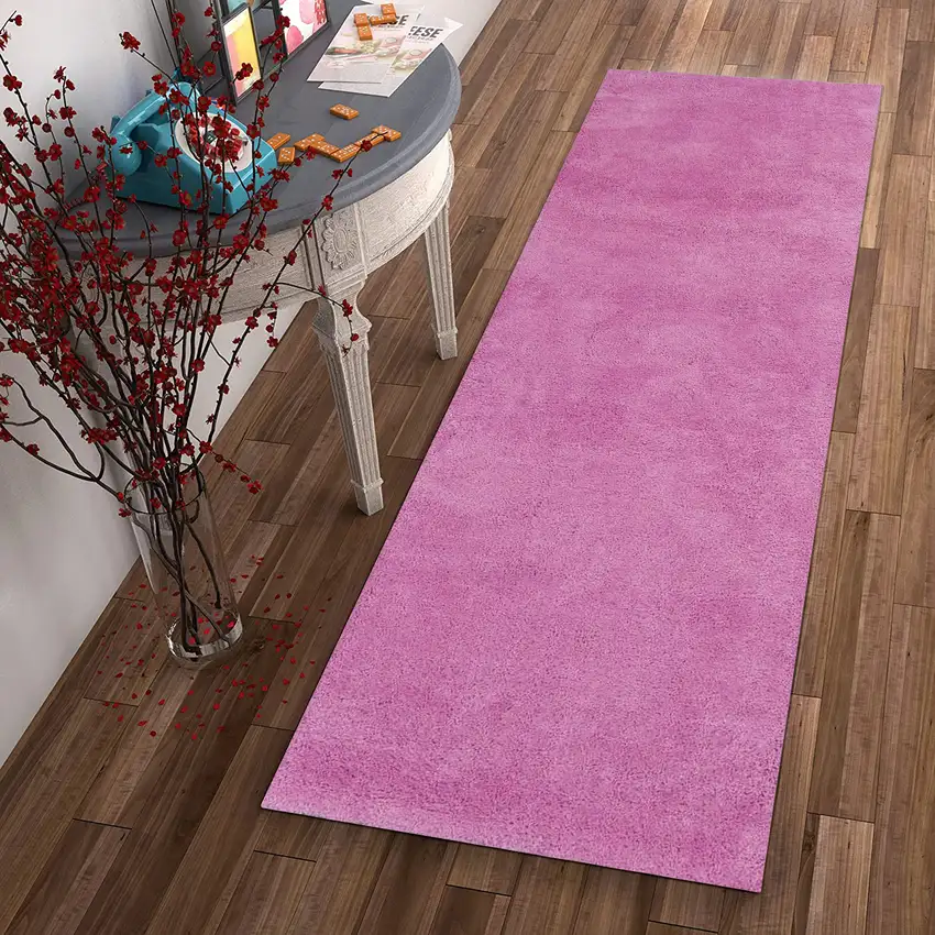 Hot Pink Plain Runner Rug Photo 4