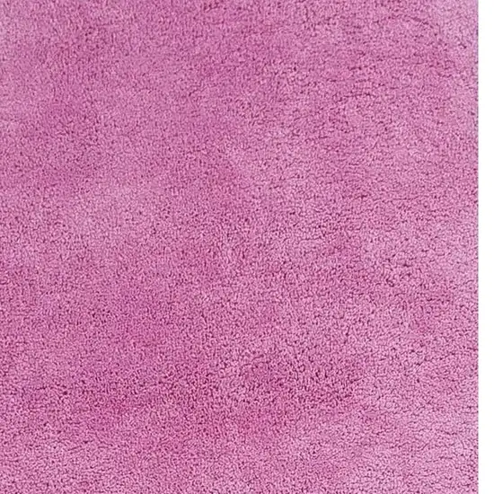 8' Hot Pink Shag Hand Woven Runner Rug Photo 3