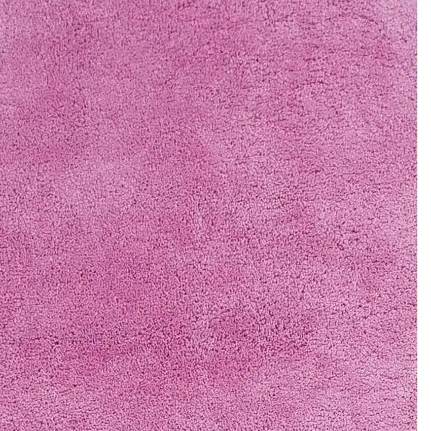 8' Hot Pink Shag Hand Woven Runner Rug Photo 3