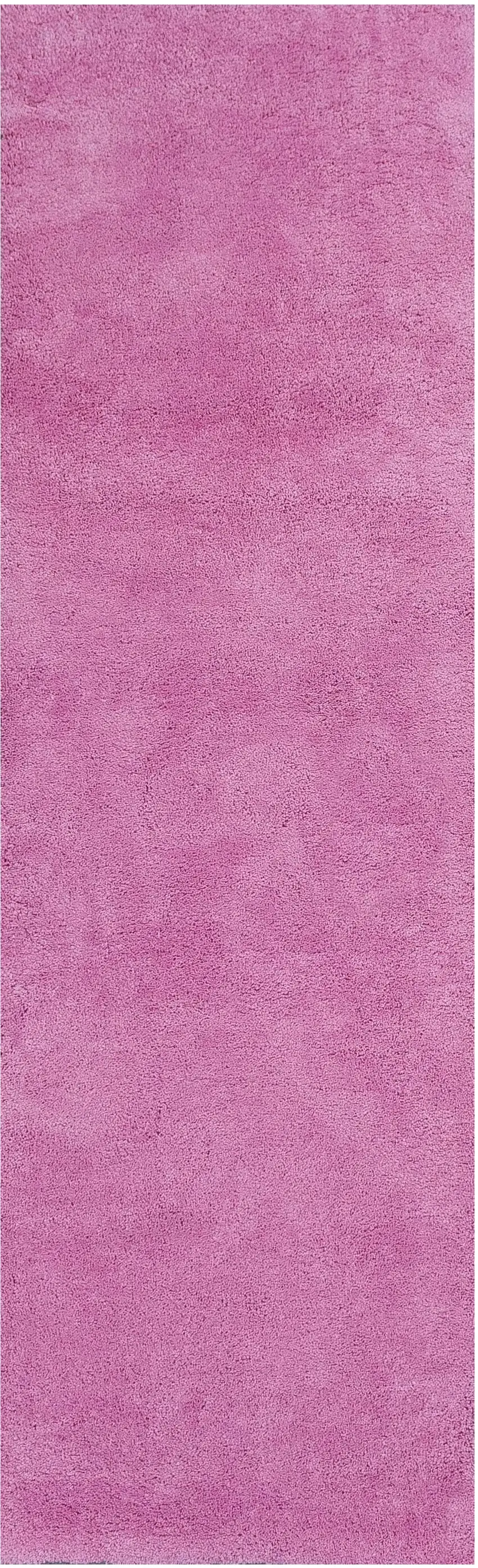 8' Hot Pink Shag Hand Woven Runner Rug Photo 1
