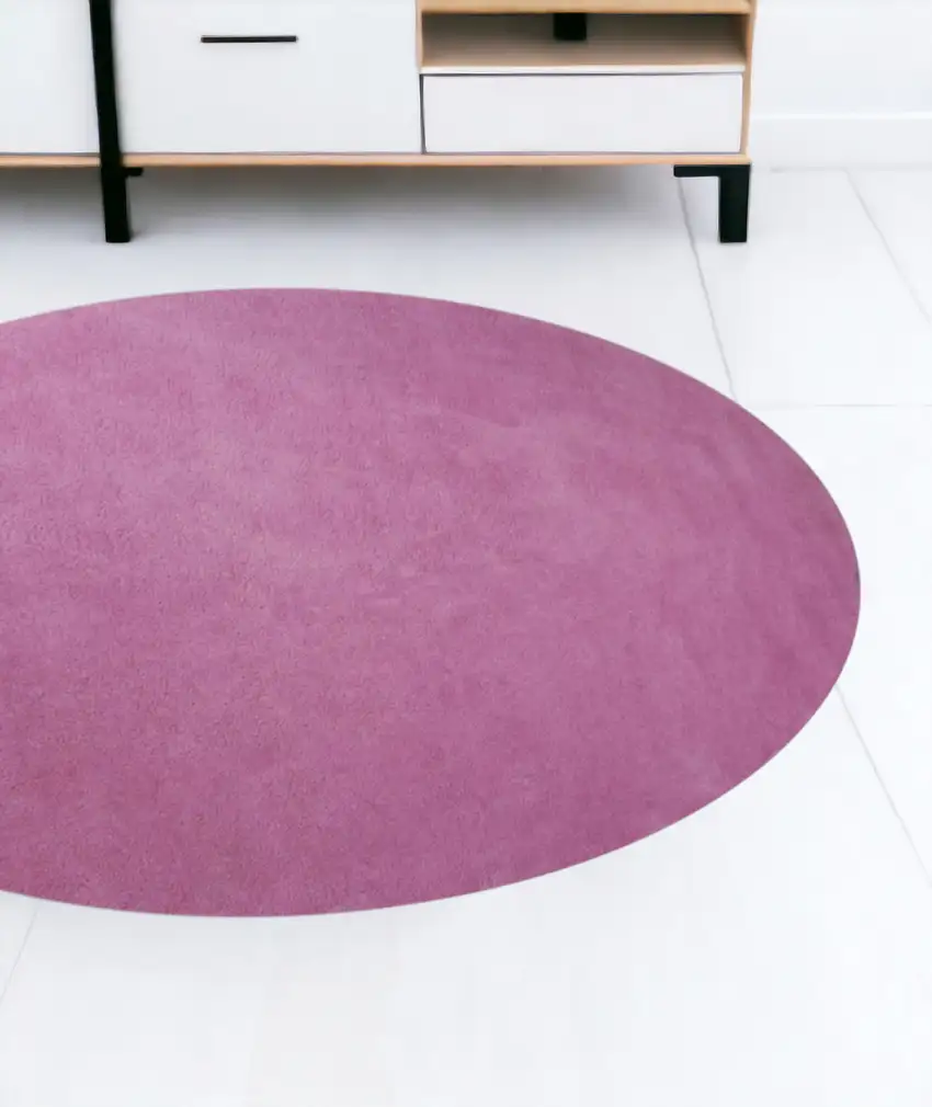 8' Hot Pink Round Indoor Shag Rug Photo 1