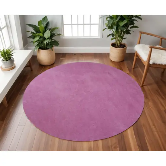 8' Hot Pink Hand Woven Round Rug Photo 1