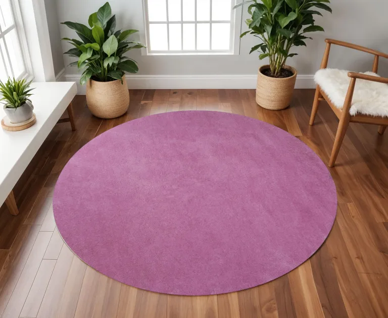 Hot Pink Round Indoor Shag Rug Photo 5