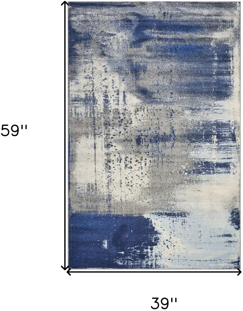 Ice Blue Abstract Brushstrokes Area Rug Photo 8