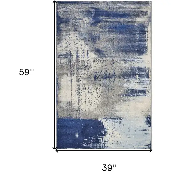 Ice Blue Abstract Brushstrokes Area Rug Photo 8