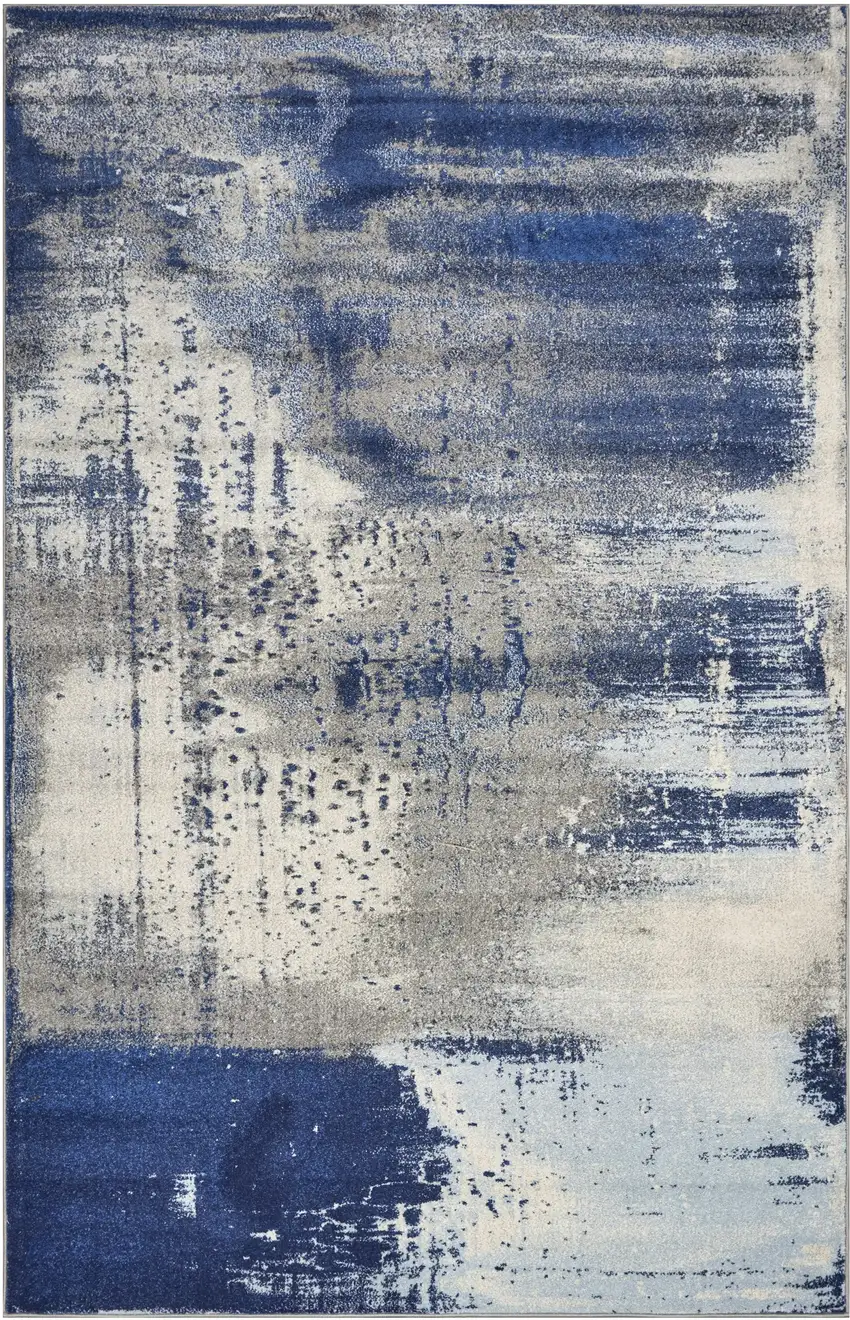 Ice Blue Abstract Brushstrokes Area Rug Photo 1
