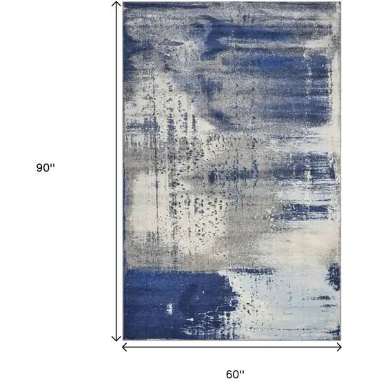Blue Ivory And Gray Abstract Area Rug Photo 3