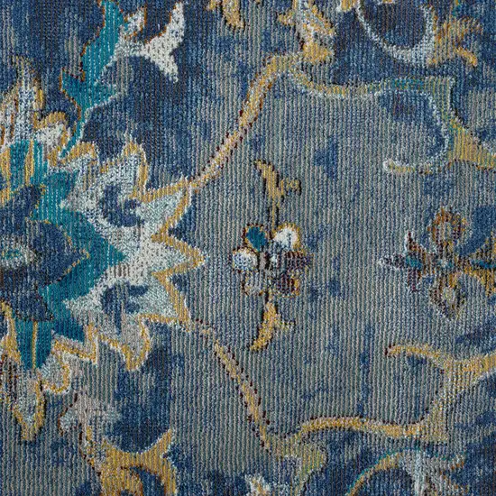 Indigo And Beige Floral Area Rug Photo 8