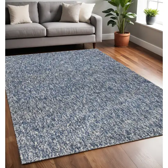 Indigo And Ivory Abstract Hand Woven Area Rug Photo 1