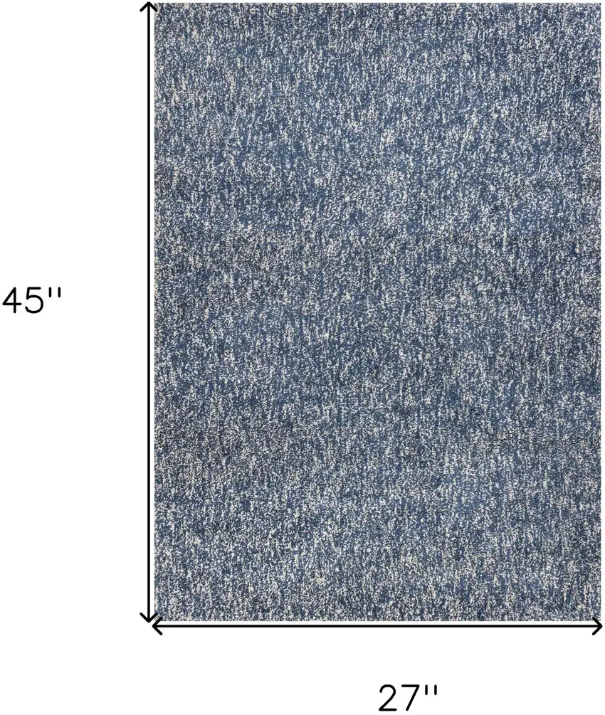 Indigo And Ivory Abstract Hand Woven Area Rug Photo 2