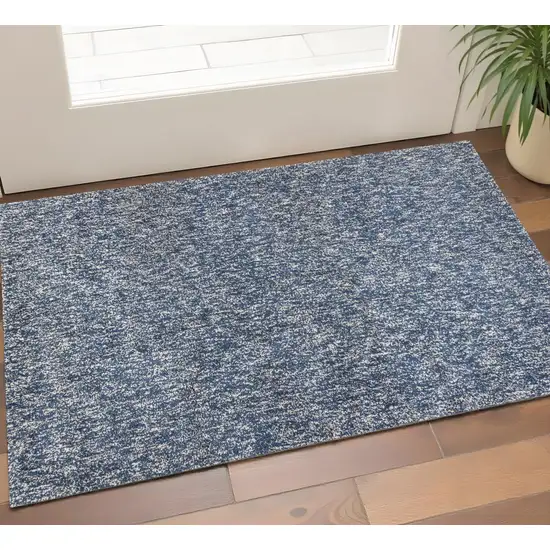 Indigo And Ivory Abstract Hand Woven Area Rug Photo 7