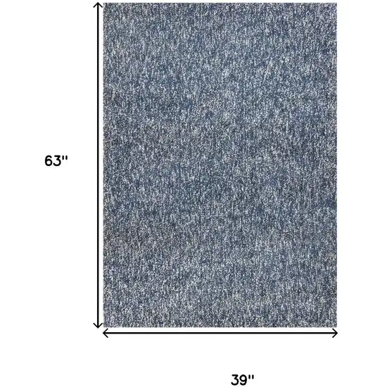 Indigo And Ivory Abstract Hand Woven Area Rug Photo 3