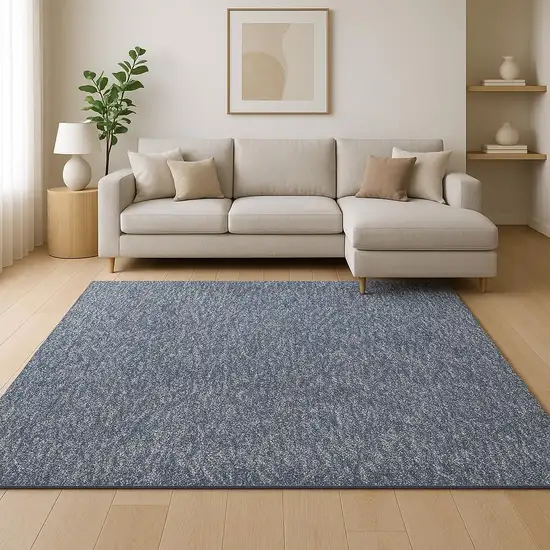 Indigo And Ivory Abstract Shag Hand Woven Area Rug Photo 1