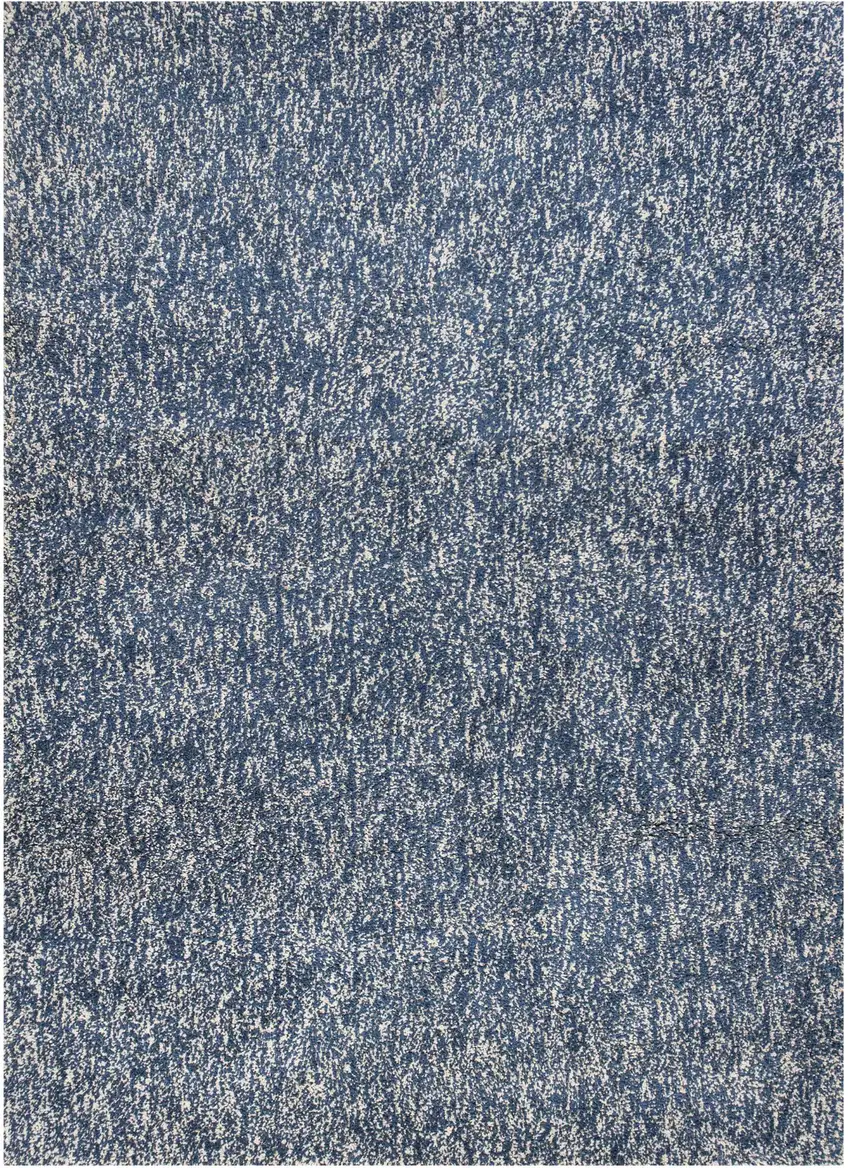 Indigo And Ivory Abstract Shag Hand Woven Area Rug Photo 2