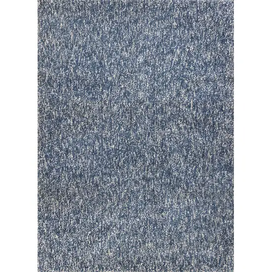Indigo And Ivory Abstract Shag Hand Woven Area Rug Photo 8
