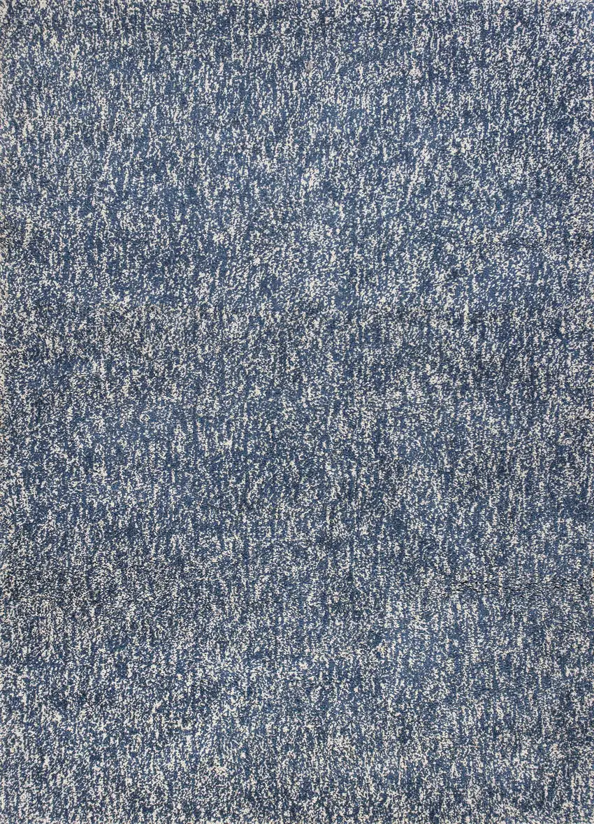 Indigo And Ivory Abstract Shag Hand Woven Area Rug Photo 8
