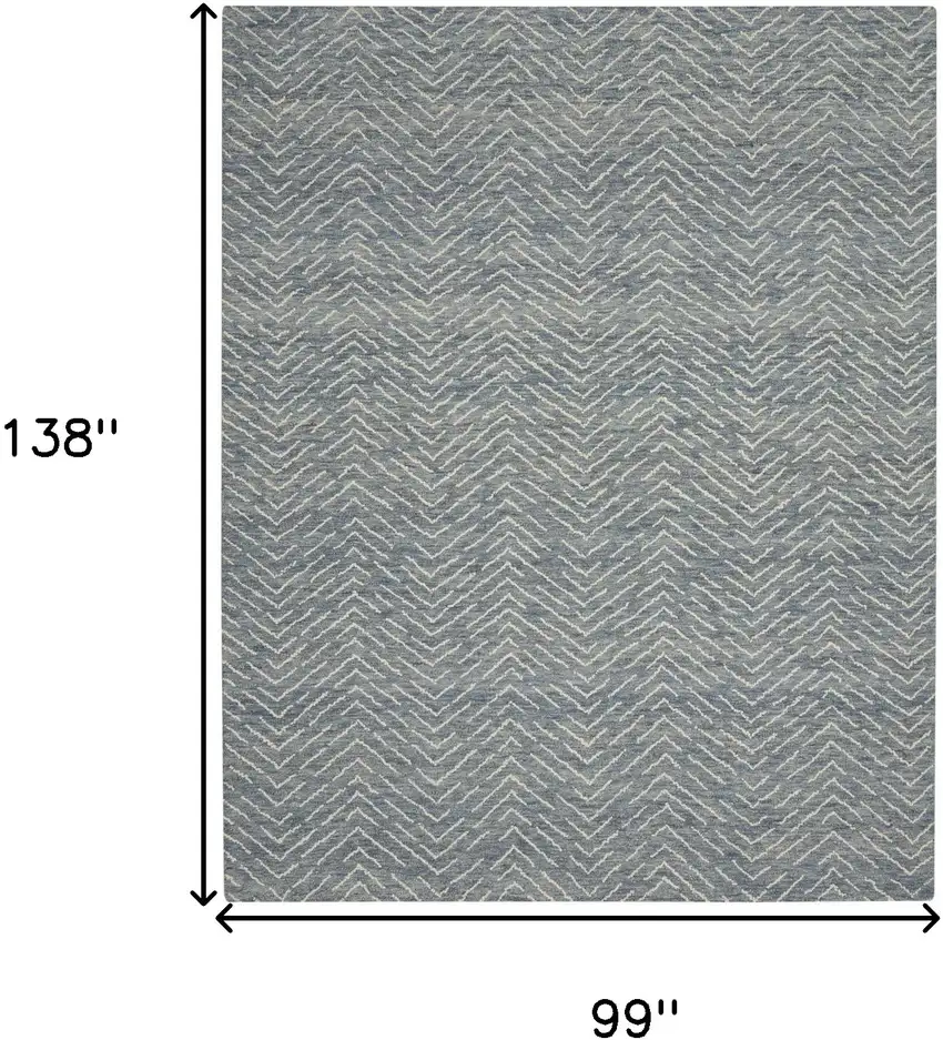 Indigo and Ivory Wool Chevron Area Rug Photo 3