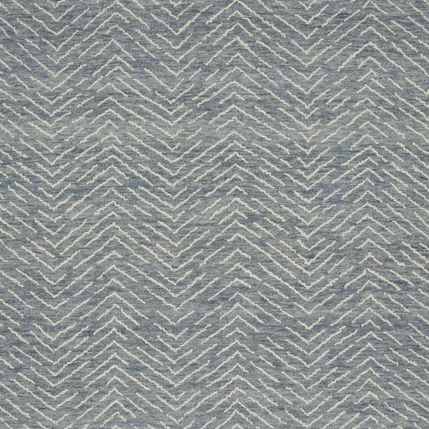 Indigo and Ivory Wool Chevron Area Rug Photo 5