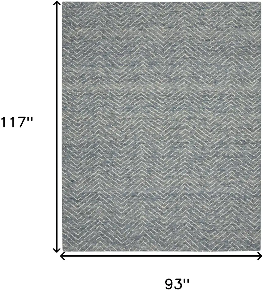 Indigo and Ivory Wool Chevron Area Rug Photo 3