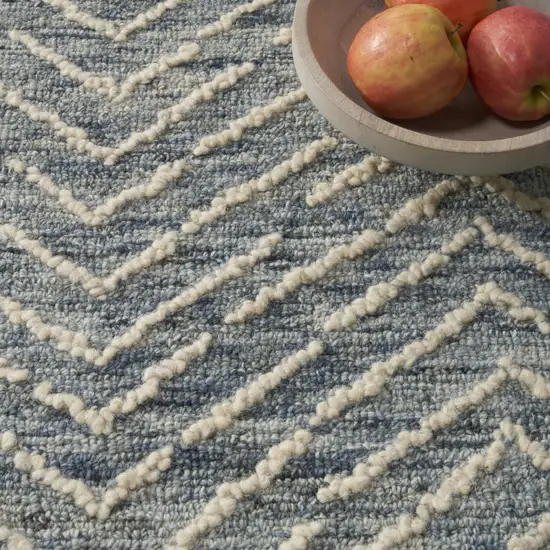 Indigo and Ivory Wool Chevron Area Rug Photo 7