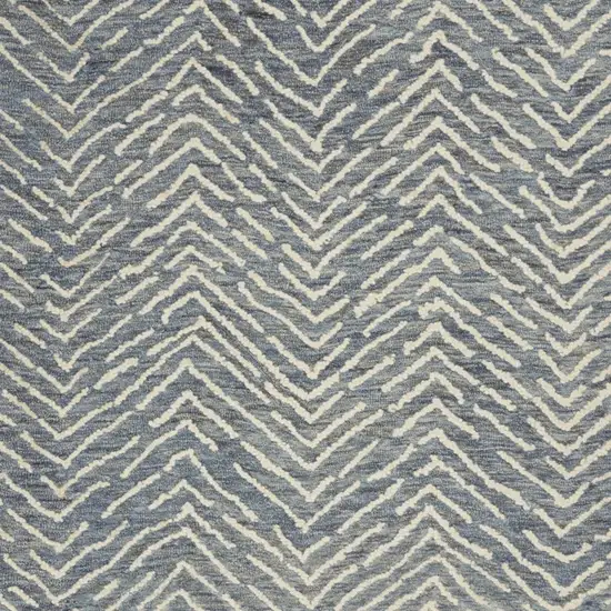 Indigo and Ivory Wool Chevron Area Rug Photo 5