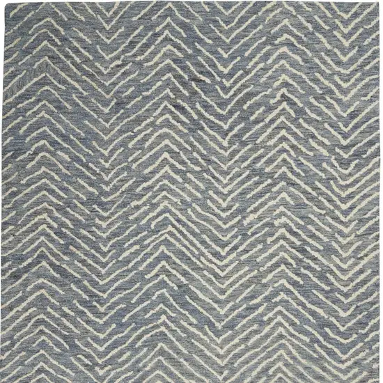Indigo and Ivory Wool Chevron Area Rug Photo 6