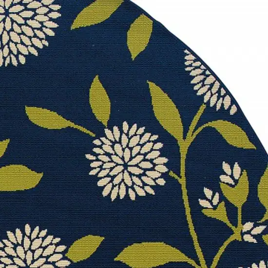 8' Blue And Green Round Floral Indoor Outdoor Area Rug Photo 6