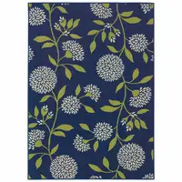 Photo of Indigo and Lime Green Floral Indoor Outdoor Area Rug