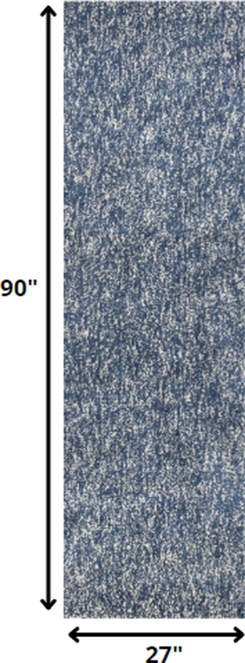 Indigo or Ivory Heather Plain Runner Rug Photo 2
