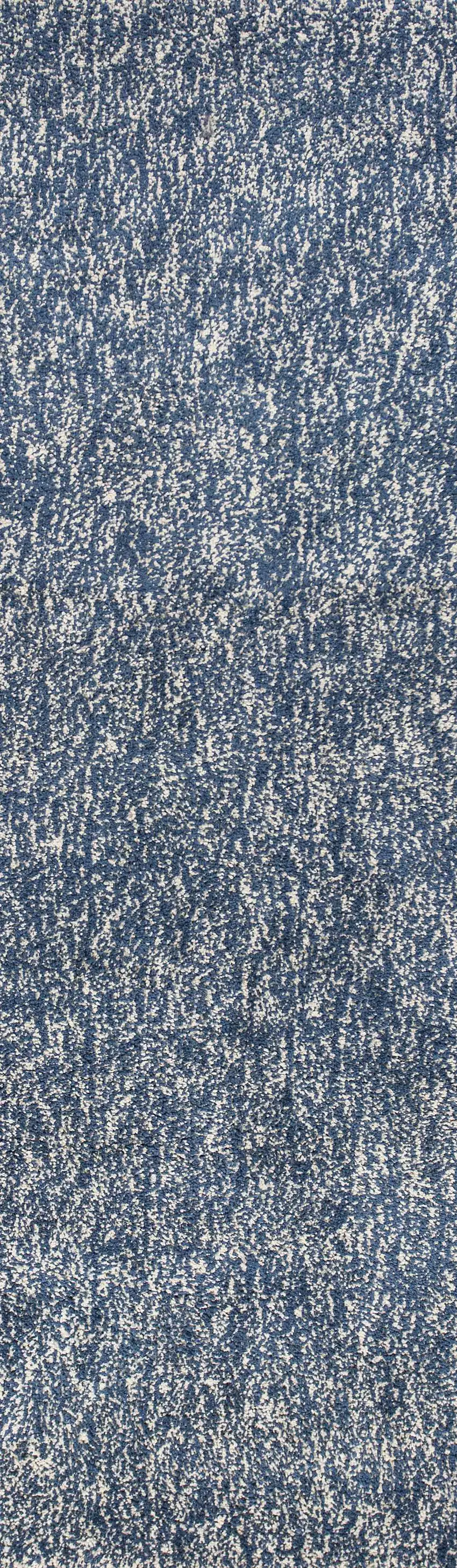 8' Indigo Or Ivory Heather Plain Runner Rug Photo 3