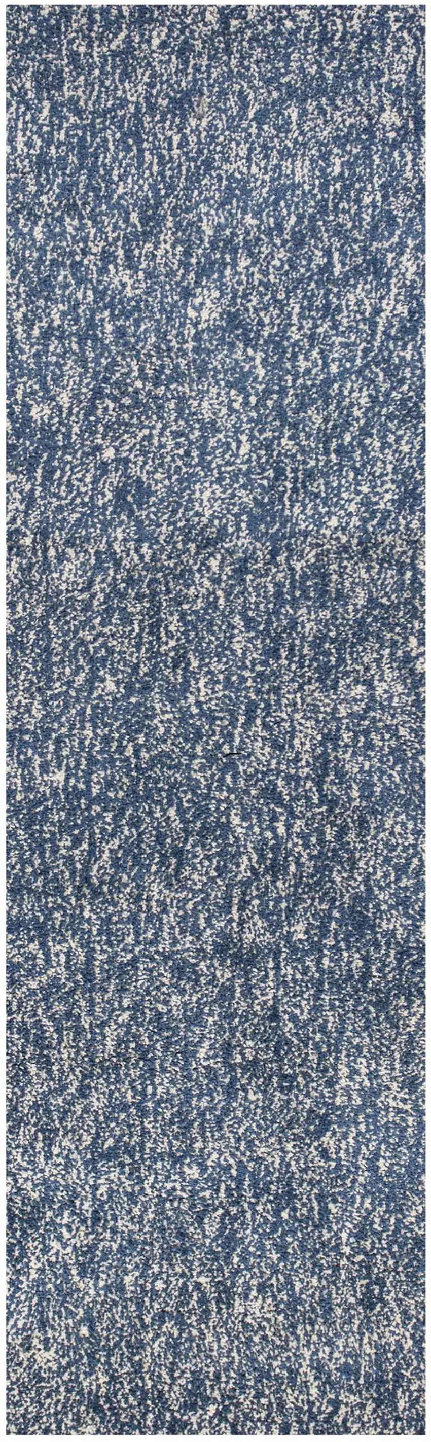 8' Indigo Or Ivory Heather Plain Runner Rug Photo 2
