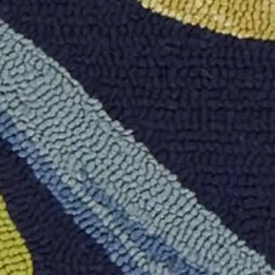 3'X5' Ink Blue Hand Hooked Uv Treated Oversized Tropical Leaves Indoor Outdoor Area Rug Photo 5