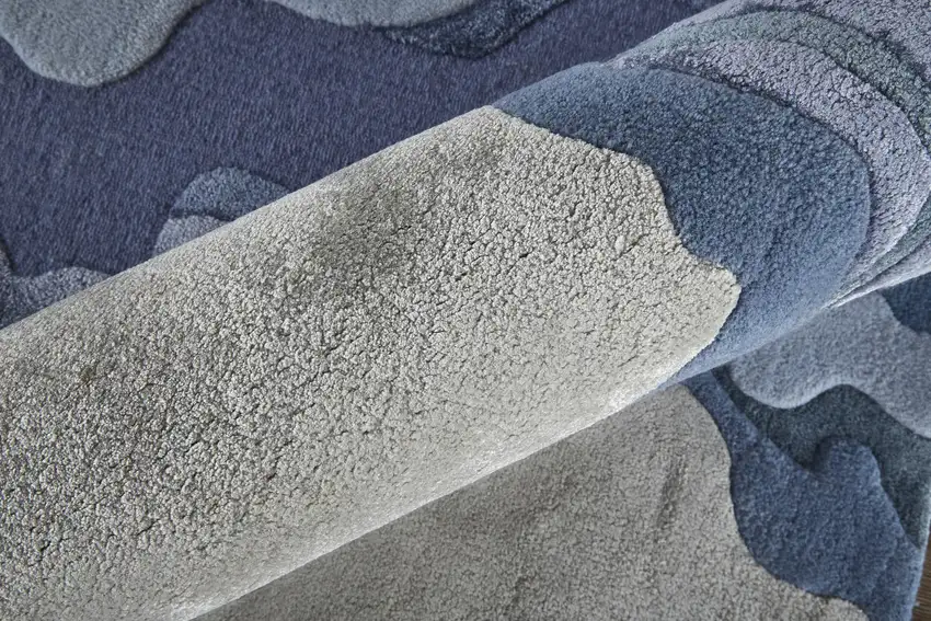 Ivor Gray And Blue Wool Abstract Tufted Handmade Area Rug Photo 8