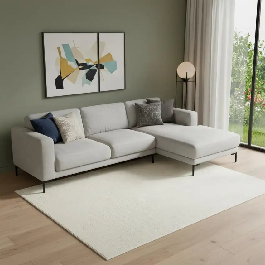 Ivory Abstract Area Rug Photo 1