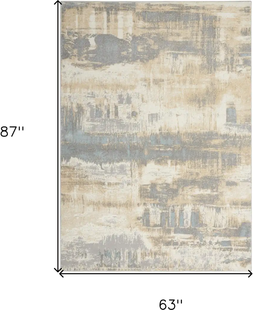 Ivory Abstract Area Rug Photo 3