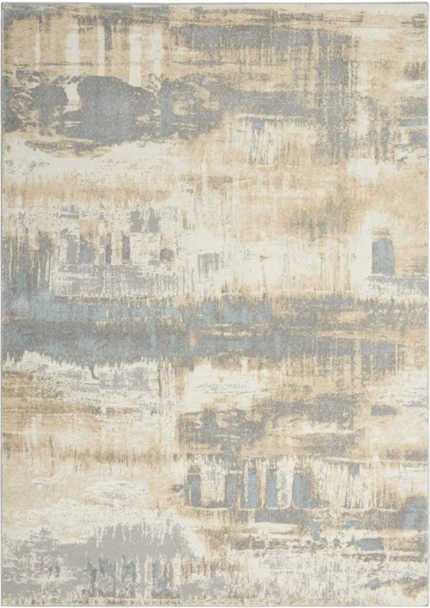 Ivory Abstract Area Rug Photo 7