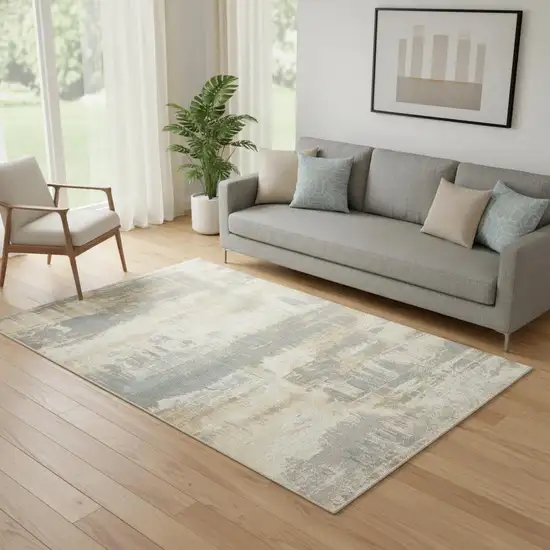 Ivory Abstract Area Rug Photo 1