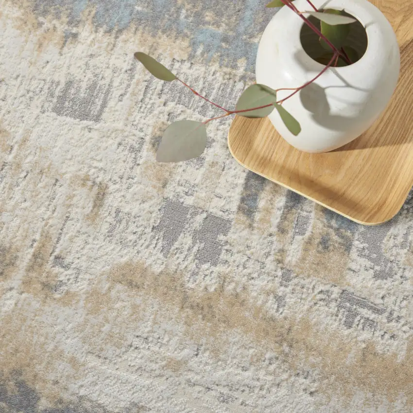 Ivory Abstract Area Rug Photo 8