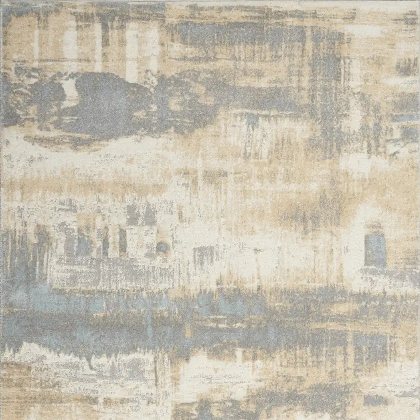 Ivory Abstract Area Rug Photo 8