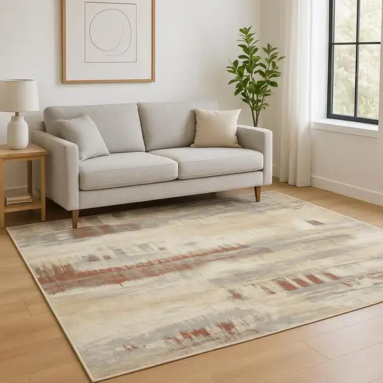 Ivory Abstract Area Rug Photo 1