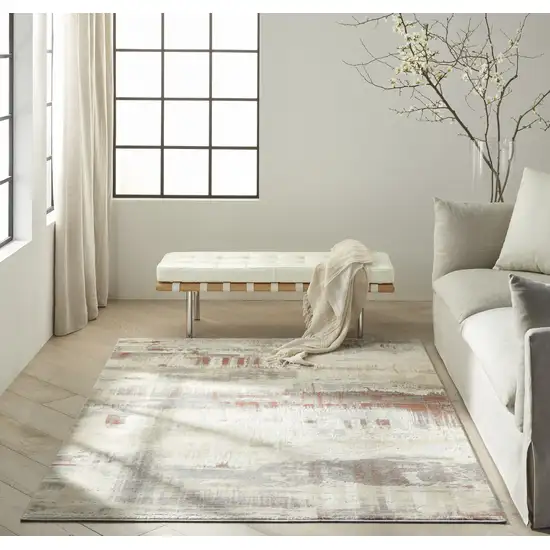 Ivory Abstract Area Rug Photo 6