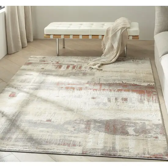 Ivory Abstract Area Rug Photo 5