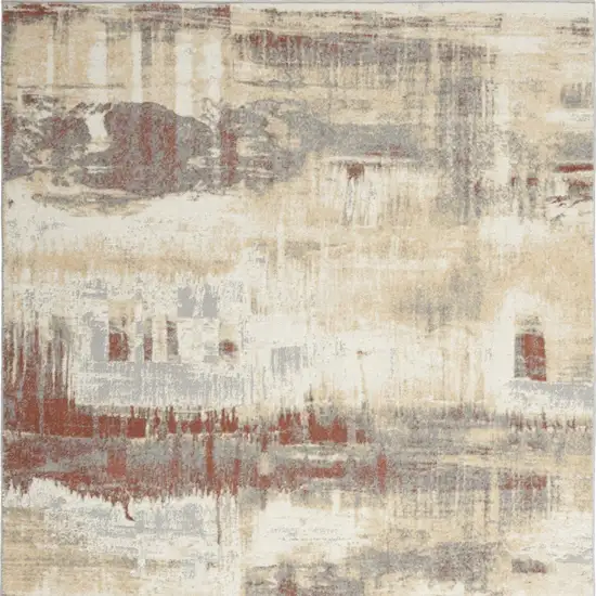 Ivory Abstract Area Rug Photo 9