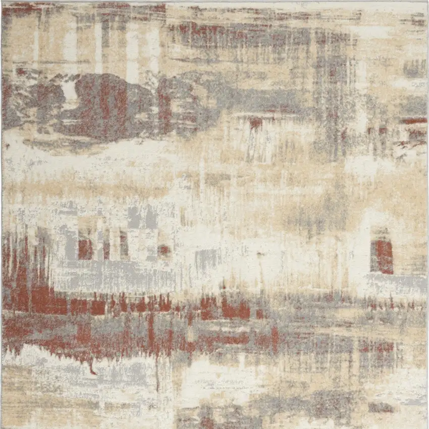 Ivory Abstract Area Rug Photo 9